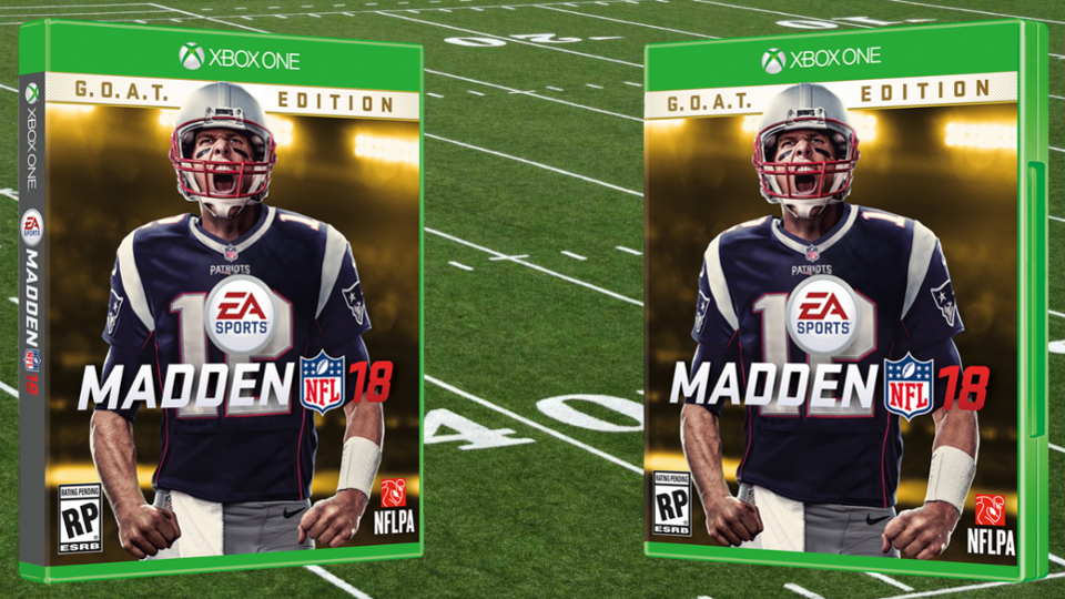 The Madden 18 cover featuring Tom Brady