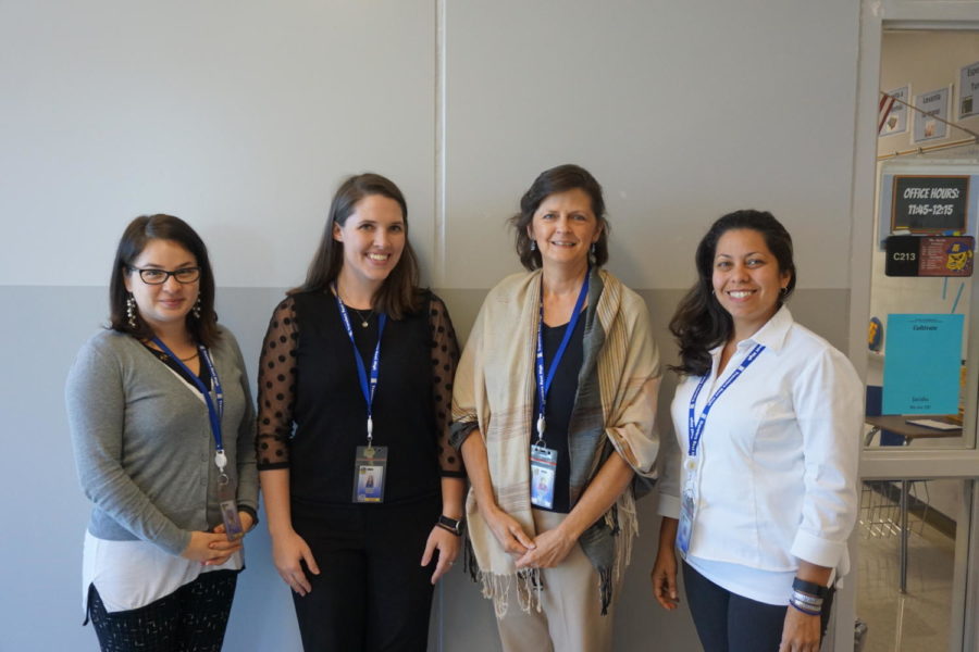 Spanish teachers from left to right: Ms. Delgado, Mrs. Moses, Mrs. Jacobs, Mrs. Mesa