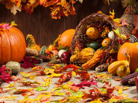 Traditional Thanksgiving cornucopia